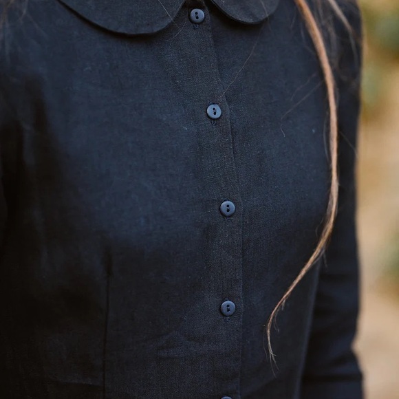 Son De Flor Classic Dress, Long Sleeve Black Pansy 4X - Picture 4 of 7